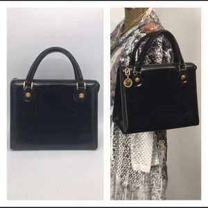 VERSACE Rare Vintage Black Leather Handbag